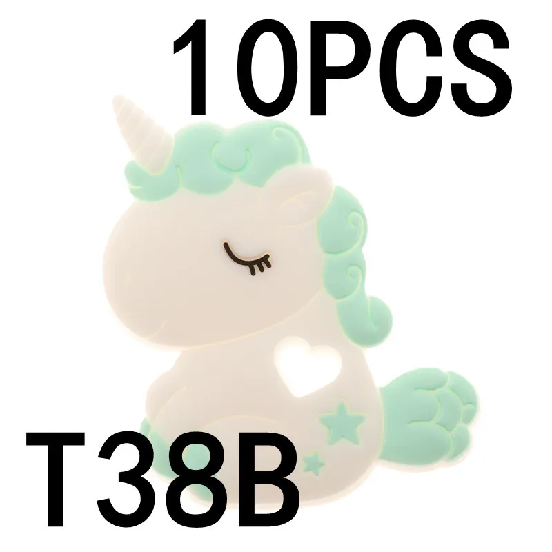 unicornB38 ATOB, 10 шт., Детские Прорезыватели, коала, грызун, единорог, безопасный, жевательный, пищевой, Детские Прорезыватели, игрушки, соска-подвеска, ожерелье, аксессуары - Цвет: unicornB38