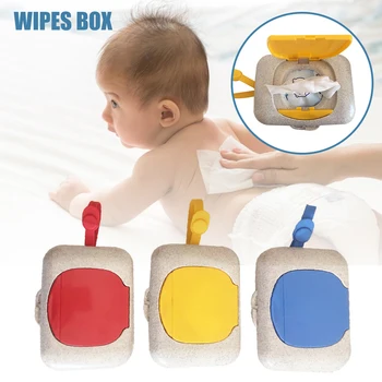 

Baby Wipes Dispenser Portable Mini Wheat Straw Wet Wipes Paper Case Holder Reusable Dust-proof Moisture Proof Carrying Bag