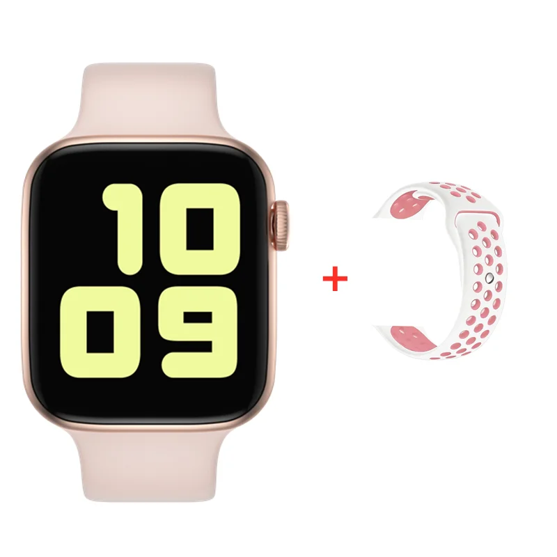 rose gold-pink strap Умные часы IWO 8 PRO T5 со сменным ремешком, серия 4 iw8, умные часы, пульсометр, кровяное давление, спортивные часы для IOS, Android, PK, W34 - Цвет: rose gold-pink strap