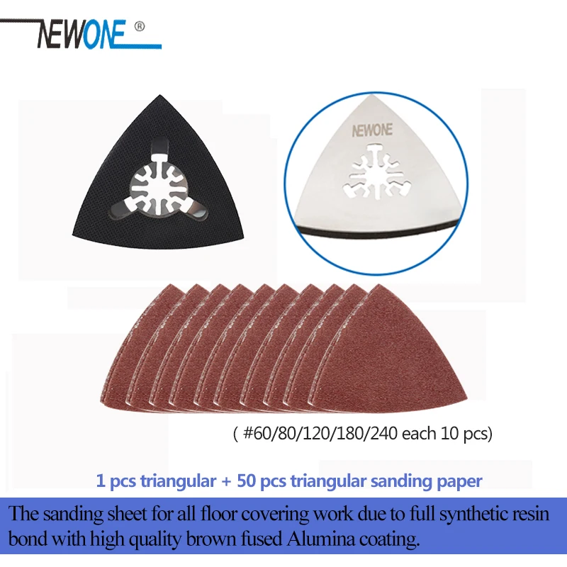 1 pcs triangular + 50 pcs triangular sanding paper