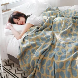 Manta a cuadros de muselina de algodón, Sábana de verano, colcha de gasa para cama doble, sofá, Oficina para adultos, manta para dormir
