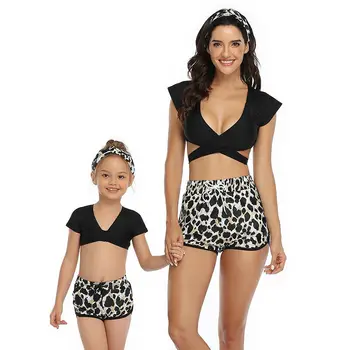 

Matching Family Mother Girl Bikini 2020 Summer Swimsuit Swimwear Women Swimsuit Children Baby Kid Beach Swimwear biquini 3Pcs