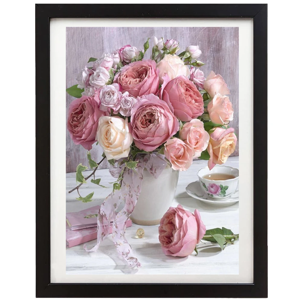 7Pink Diamond Embroidery Floral Picutre Of Rhinestones Painting Home Living Room Decoration Wall Art Cross Stitch 169 | Дом и сад