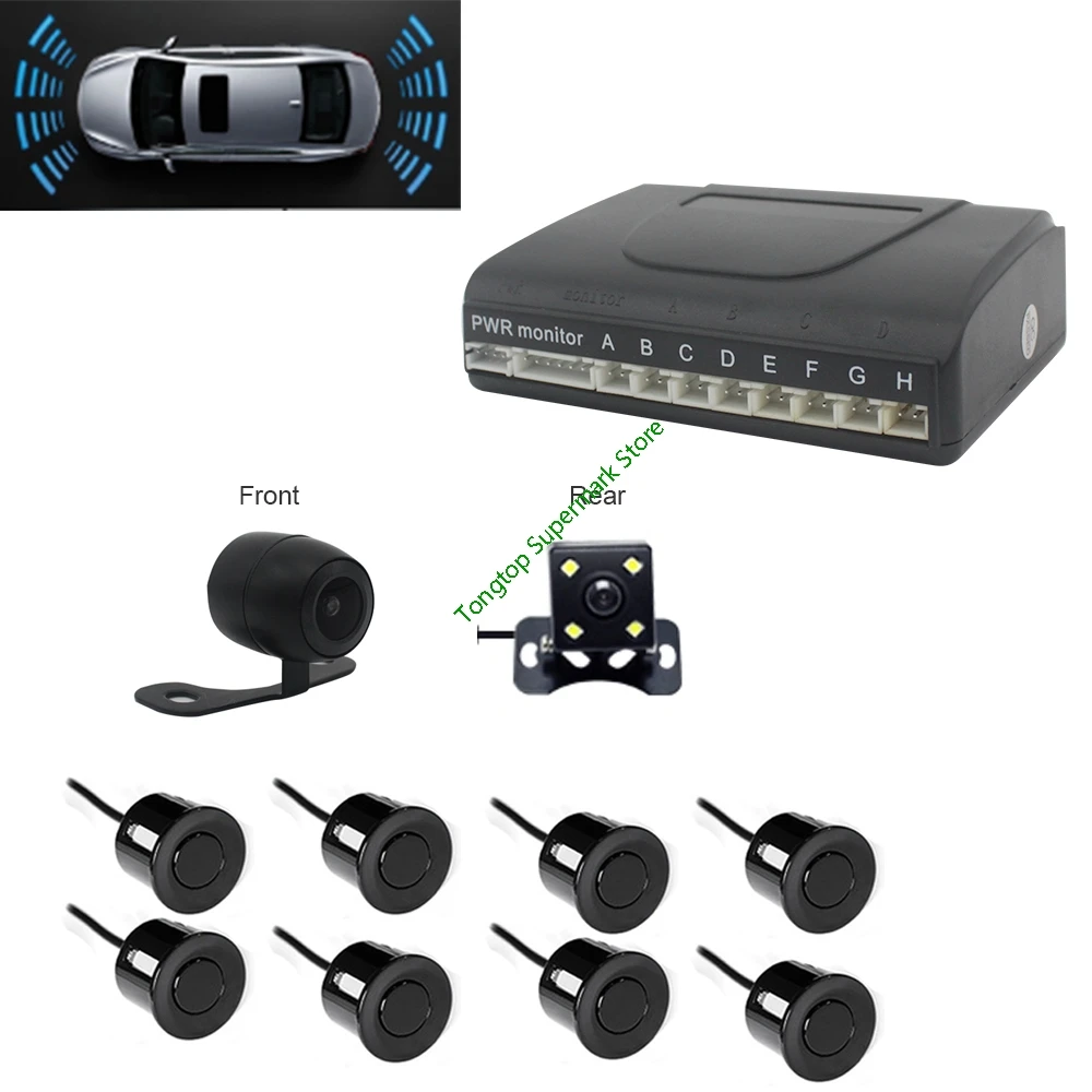 2 in 1 Car Parking 8 Sensors Parktronics Reverse Radar Sound Buzzer