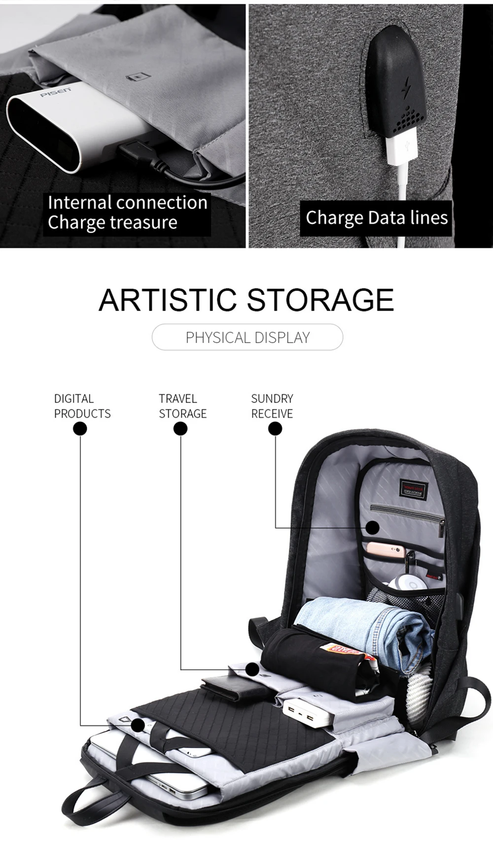 Многофункциональный рюкзак для ноутбука ARCTIC HUNTER 15,6 дюймов, мужские рюкзаки через плечо с зарядкой через USB, женская школьная сумка для подростков