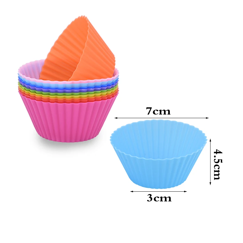 12pcs/Set Silicone Cake Mold Round Shaped Muffin Cupcake Baking Molds Kitchen Cooking Bakeware Maker DIY Cake Decorating Tools