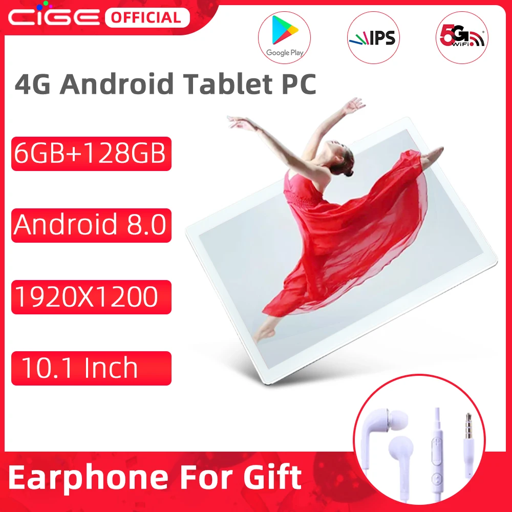 GCEI 10,1 pulgadas Android 8,0 Tablet 10 Core 6GB RAM 128G ROM 4G Dual red LTE tabletas PC Cámara Dual 5G Wifi Tablet PC GPS