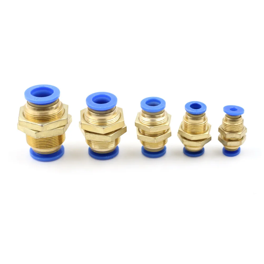 1PC Air Pneumatic Straight Bulkhead Union OD Hose Tube One Touch Push Into Gas Connector Brass Quick Fitting 10/8/6/4/12mm