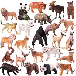 Разнообразие дикой природы зоопарк, модели Животных Фигурки Статуэтки Игрушки Пластиковые Моделирование лев тигр медведь овца слон