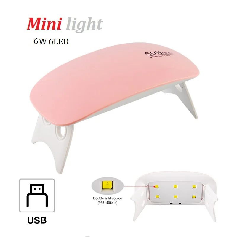 Mini Light 20 Вт ультрафиолетовая Светодиодная лампа для маникюрной машины, полимеризация 11 светодиодов, лампа для сушки ногтей всех типов, гель с авточувствительным таймером, разъем USB, Гель-лак - Цвет: Mini Light