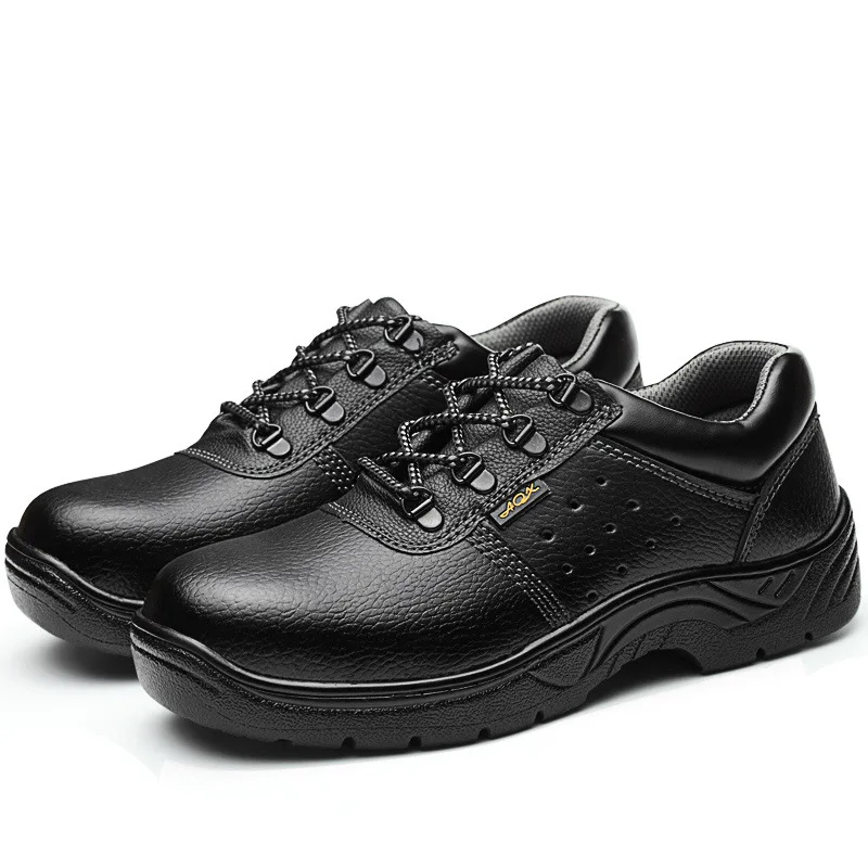 men leisure breathable steel toe covers working safety shoes worker tooling security shoe summer soft leather safe boots protect