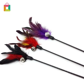 

4Pcs 60CM Cat Toy Funny Cat Stick With Small Bell Feathers Playing Rod Toys Pet Product Random Color Cozy