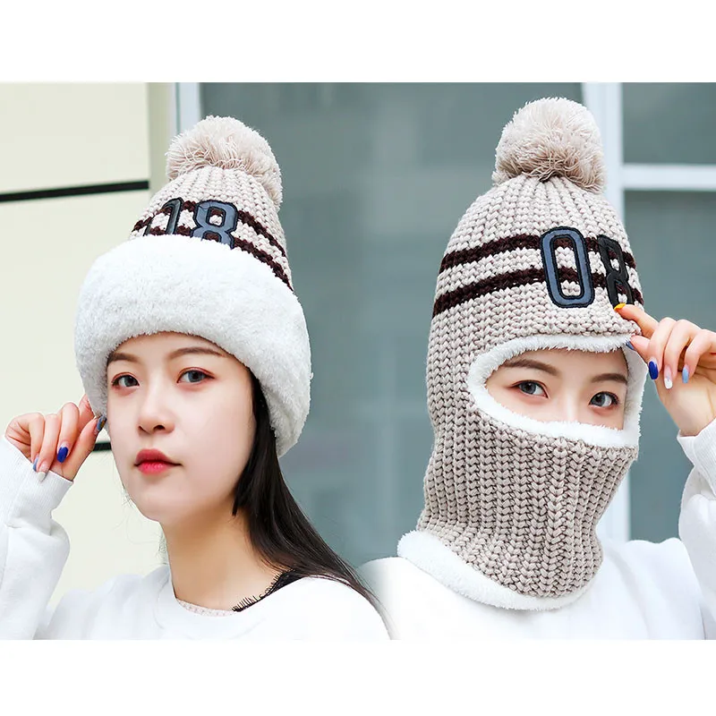 Зимние шапочки Skullies, Корейская версия теплых наушников, шерстяная шапка, зимняя шапка для езды на велосипеде, дикая холодная защита шеи, вязаная шапка
