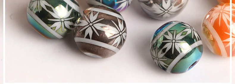 20pcs Round Porcelain Beads With High Quality Cruciate Flower Patterned Beads For DIY Making Bracelet Necklace Jewelry