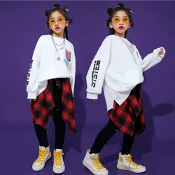 Детская одежда для бальных танцев в стиле хип-хоп; свободная толстовка; топ; пуловер; повседневные штаны для бега для девочек и мальчиков;