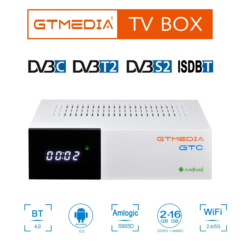 GTMedia GTC 4K Android tv box 6 0 DVB S2 T2 dvb c isdbt приемное устройство Bluetooth Клайн m3u цифра
