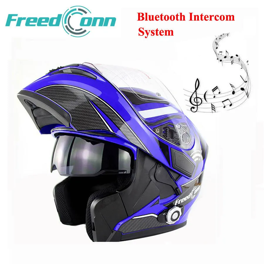 FreedConn новая двойные линзы Bluetooth мотоциклетный шлем Встроенный 1500 м 8-канальный видеорегистратор дуплексный режим, система внутренней связи по Bluetooth кожаный чехол из искусственной кожи(Шлемы-гарнитуры