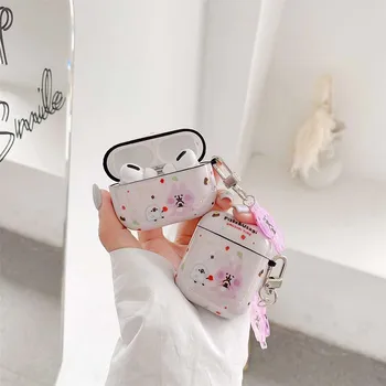 

For AirPods 2 Case airpod Pro 3 case cute Korea bear Cartoon keyring case For Air pods case clear silicone Earphone Cover