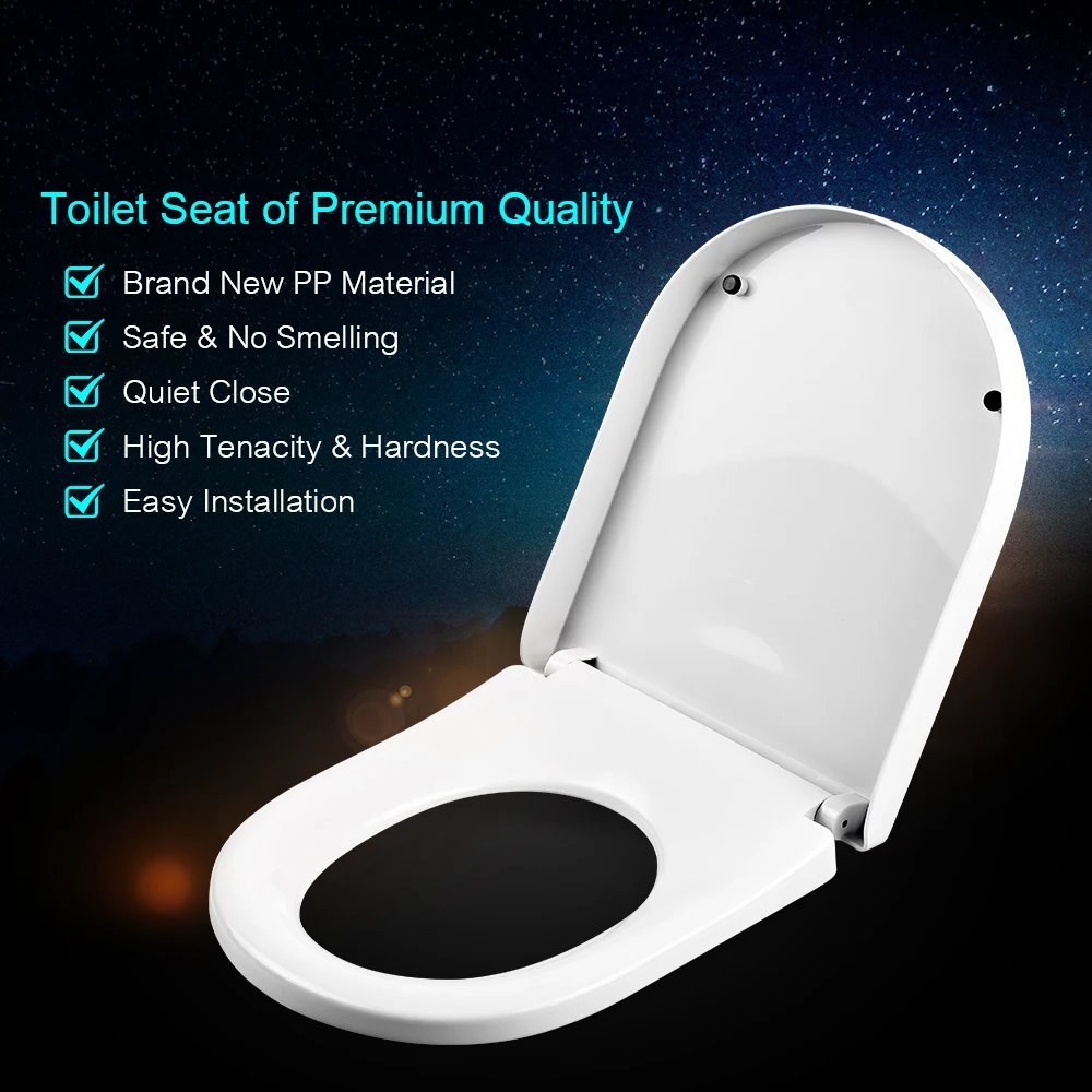 

Round Toilet Seat No Smelling Easy to Install & Clean Toilet Seat with Lid Adjustable Distance Fits Most Standard Toilets