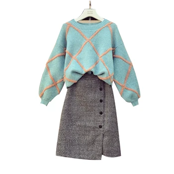 

Large women's autumn and winter loose sweater High Quality Oversized Thick Plus Size Sweater Female two piece suit