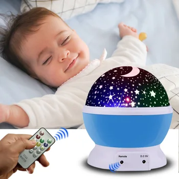 

LED Rotating Star Projector USB Cord Novelty Lighting Moon Sky Rotation Nursery Night Light kids remote baby lamp moon ball