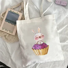 Fashion Tote Bag Cute Cartoon Rabbit Series Shopping Bag  Printing Large Capacity Conventional Bags Canvas Simple Shoulder Bag