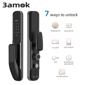 

3amok Fingerprint Door Lock Intelligent Digital Electronic Security Door Lock Smart WiFi Bluetooth with Code IC Card Keyless