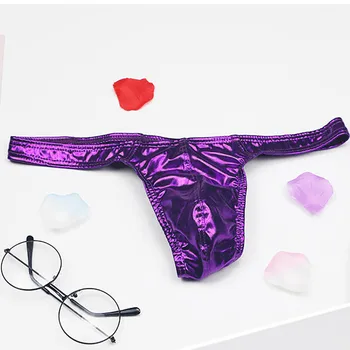 

New G String Men Thong Low-waist Underwear Painted Bright Sexy Transparent Lace Men's Underpants T-back Underwear Tanga Hombre
