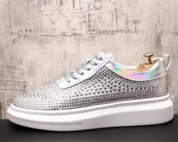

Rhinestones Single Shoes for man New arrival Thick-Soled Flat Shoes Casual Students Shoes Increase the Loafers shoes Old shoes
