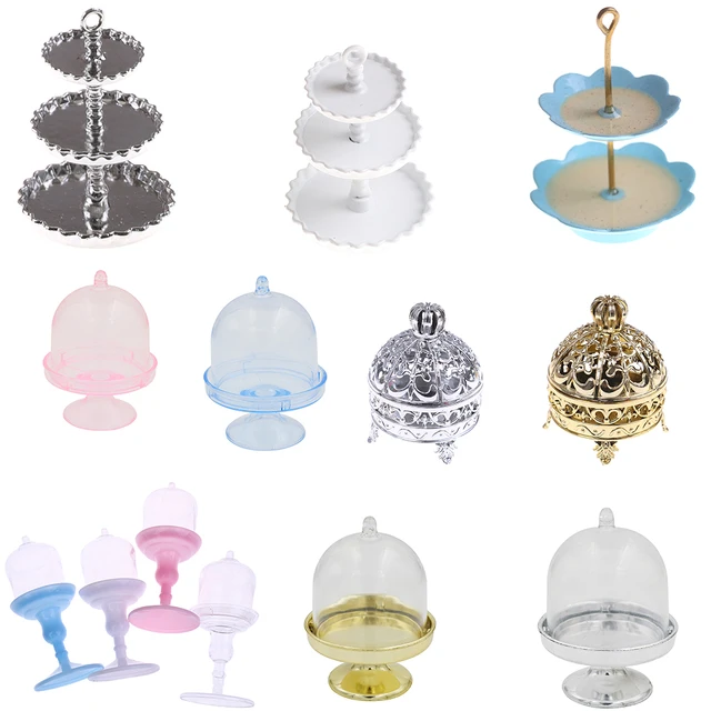 1PCS New 3D Miniature Food DIY Craft For Dollhouse Mini Cute Dessert Pan Cake Stand Fruit Tray Doll Kitchen Toys 1