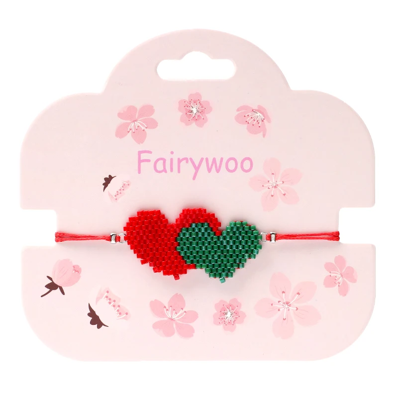 Fairywoo Steampunk Heart Brecelet Miyuki Beads Bracelet Red Rope Accessries For Women Handmade Beaded Pendant Bangles Wholesale | Украшения