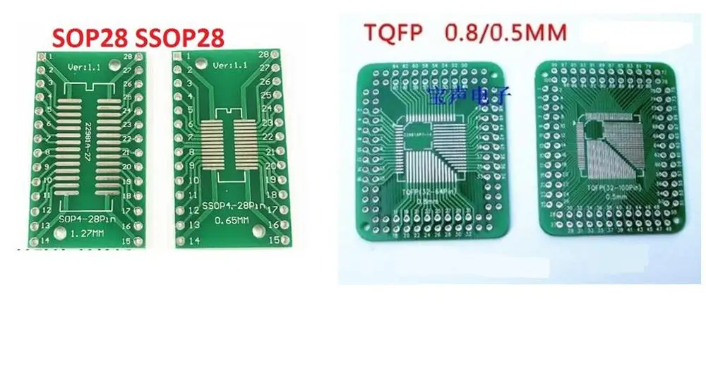 5 шт. адаптер печатной платы комплект SMD QFP LQFP QFN FQFP поворот к DIP SOP MSOP SSOP TSSOP SOT23 8 10 14 16 20 24 28 SMT к DIP