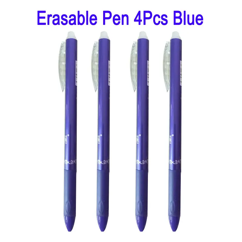4pcs blue Delvtch 4 шт./компл. 0,5 мм стираемая ручка кнопка слайд Пресс гелевую ручку/черные чернила Офис Школа Студент инструмент для написания заказа - Цвет: 4pcs blue