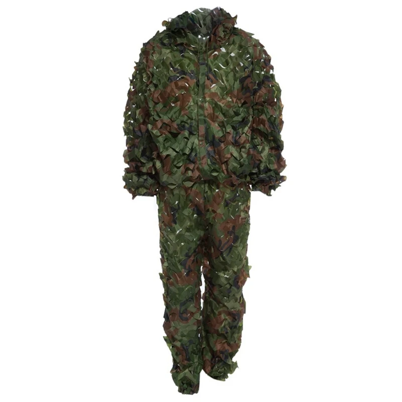 

Hunting 3D Camo Leaf Camouflage Suits Ghillie Bionic Training Suit Set CS Savage Kit Storage