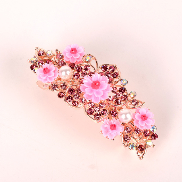 Colorful Flowers Rhinestone Hairpins Retro Women's Hollow Out Crystal  Hair Comb Hairpin Fashion Hair Accessories Headdress