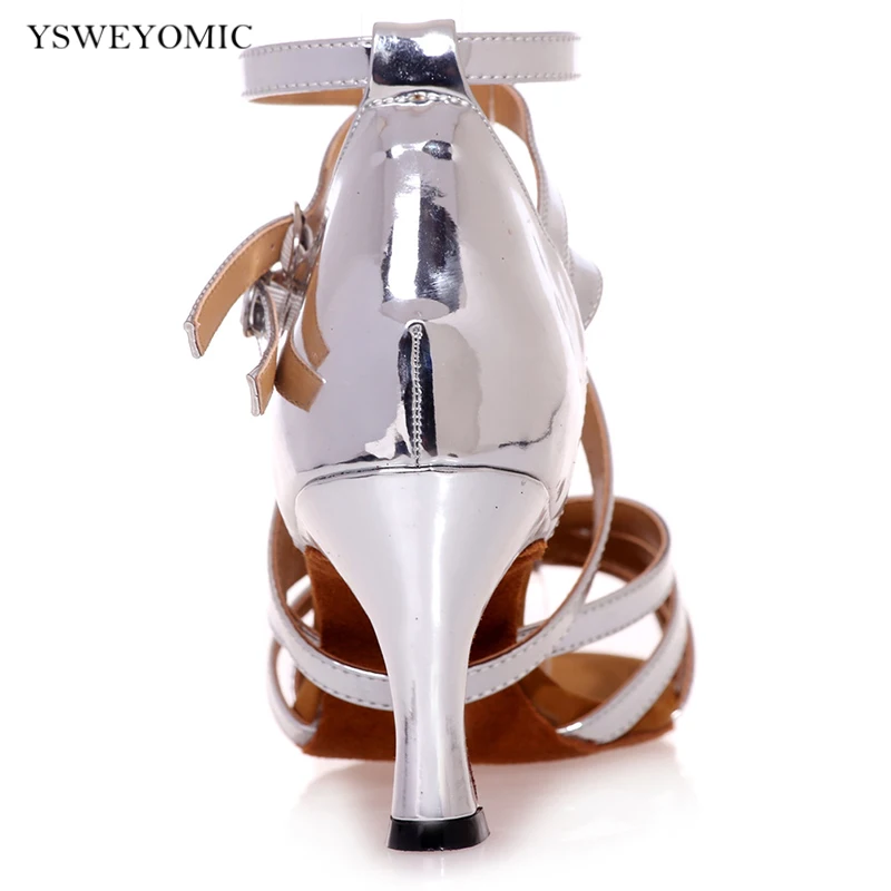 Dancing Shoes Silver Gold Shiny PU Leather 2021 Soft Thicker Insole High Quality Made Practise Latin Dance Shoes For Women