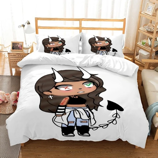 Gacha vida conjunto de cama único gêmeo completa rainha rei tamanho gacha  vida conjunto crianças criança quarto duvetcover conjuntos 002 - AliExpress