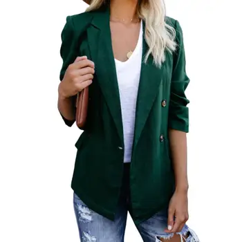 

Fashion Office Lady Autumn Solid Color Lapel Blazer Long Sleeve Suit Jacket