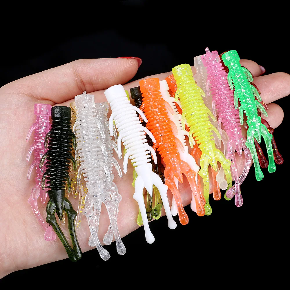 QXO 10pcs/lot Fishing Lure Soft Lure Silicone Bait TPE Sea Fishing Worm Spinnerbait Surface Lure Shrimp Lure  Accessories