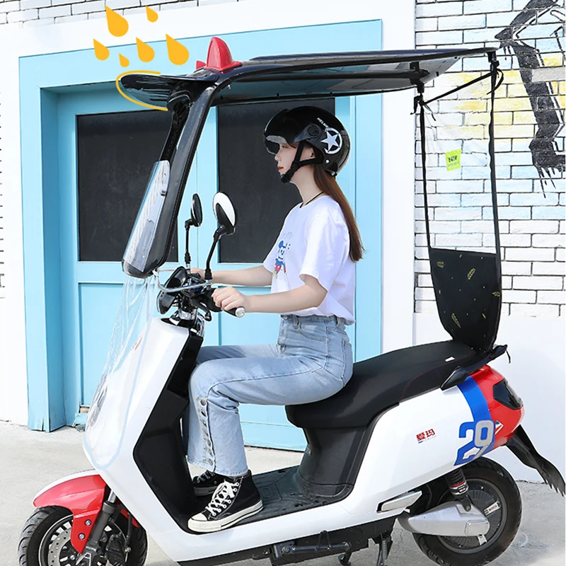 Four Seasons Durable Electric Car Waterproof Motorcycle Canopy Thickened Umbrella Awning Umbrella Sun Block Rain Shield Canopy
