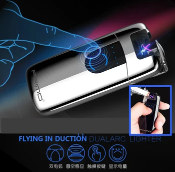 

Smart Touch USB Electronic Dual Arc Lighter Flying Induction LED Cigarette Lighters Plasma Induction Palse Pulse Thunder Lighter