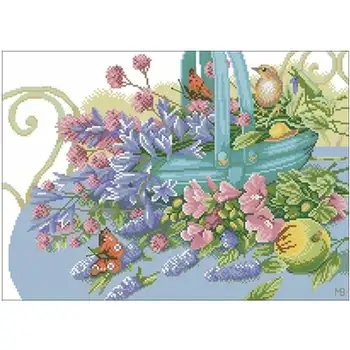 

Flower basket with bird patterns Counted Cross Stitch 11CT 14CT 18CT DIY Cross Stitch Kits Embroidery Needlework Sets home decor