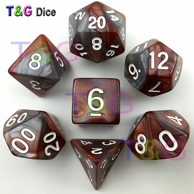 7 шт./компл. Набор цветных золотых цифровых игральных костей dnd RPG d4 d6 d8 d10 d % d12 d20
