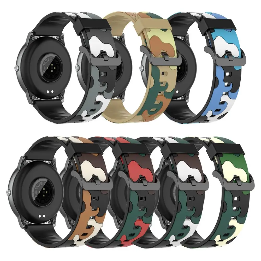 Camo Silicone Band For Samsung Galaxy Watch Active 2 44mm 40mm Camouflage Silicone Strap For Galaxy Watch Active 1 Galaxy Watch