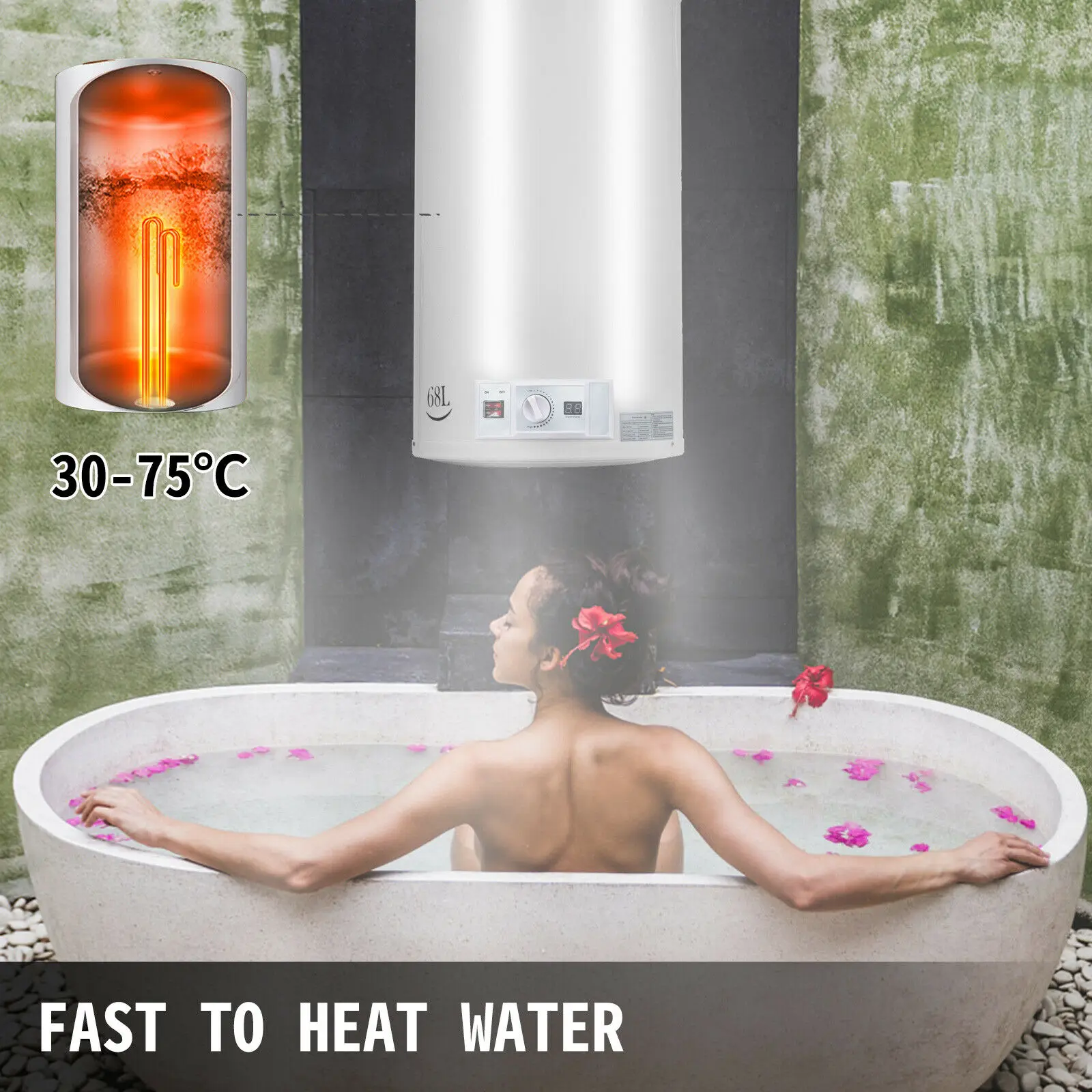 2KW Electric Water Heater Boiler Cylinder Tank Storage Water Heater Home  Showering Wall Mount Electric Water Heater (40-110L) - AliExpress