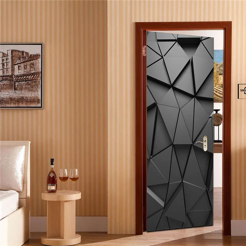 Несколько размеров 3D двери водонепроницаемые наклейки ПВХ самоклеющиеся обои для дверей пилинг и палка DIY деревянная спальня ремонт наклейки