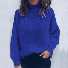 Feitong, женская зимняя одежда, Женский однотонный вязаный пуловер с длинным рукавом, свитер с воротником под горло, однотонный цвет, sueters de mujer moda
