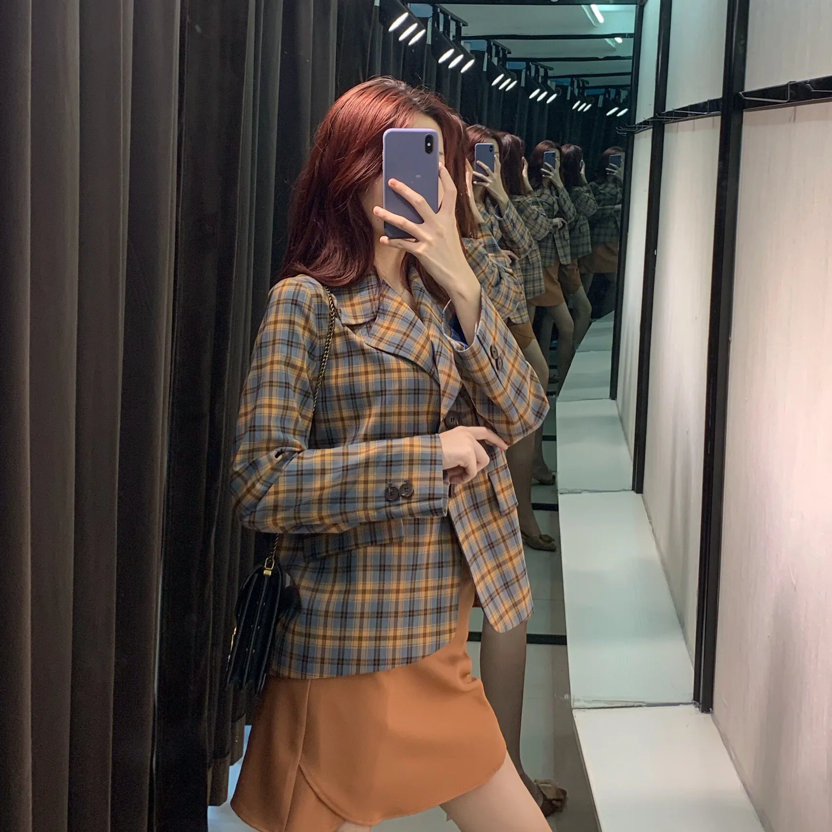 

2019 Autumn New Women Suit Plaid Loose Profile Western Style Suit Jacket Button Single Breasted Plaid Women Jacket Suit Coat