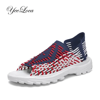 

Summer Men Sandals Gladiator High Quality Handmade Weave Men's Shoes Slip-On Outdoor Casual Beach Men Sandals Sneakers Flat