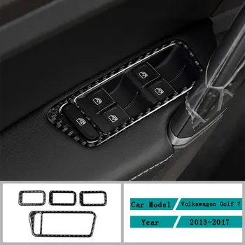 

Carbon Fiber Car Accessories Interior Window Lift Panel Protective Decals Cover Trim Stickers For Volkswagen Golf 7 2013-2017